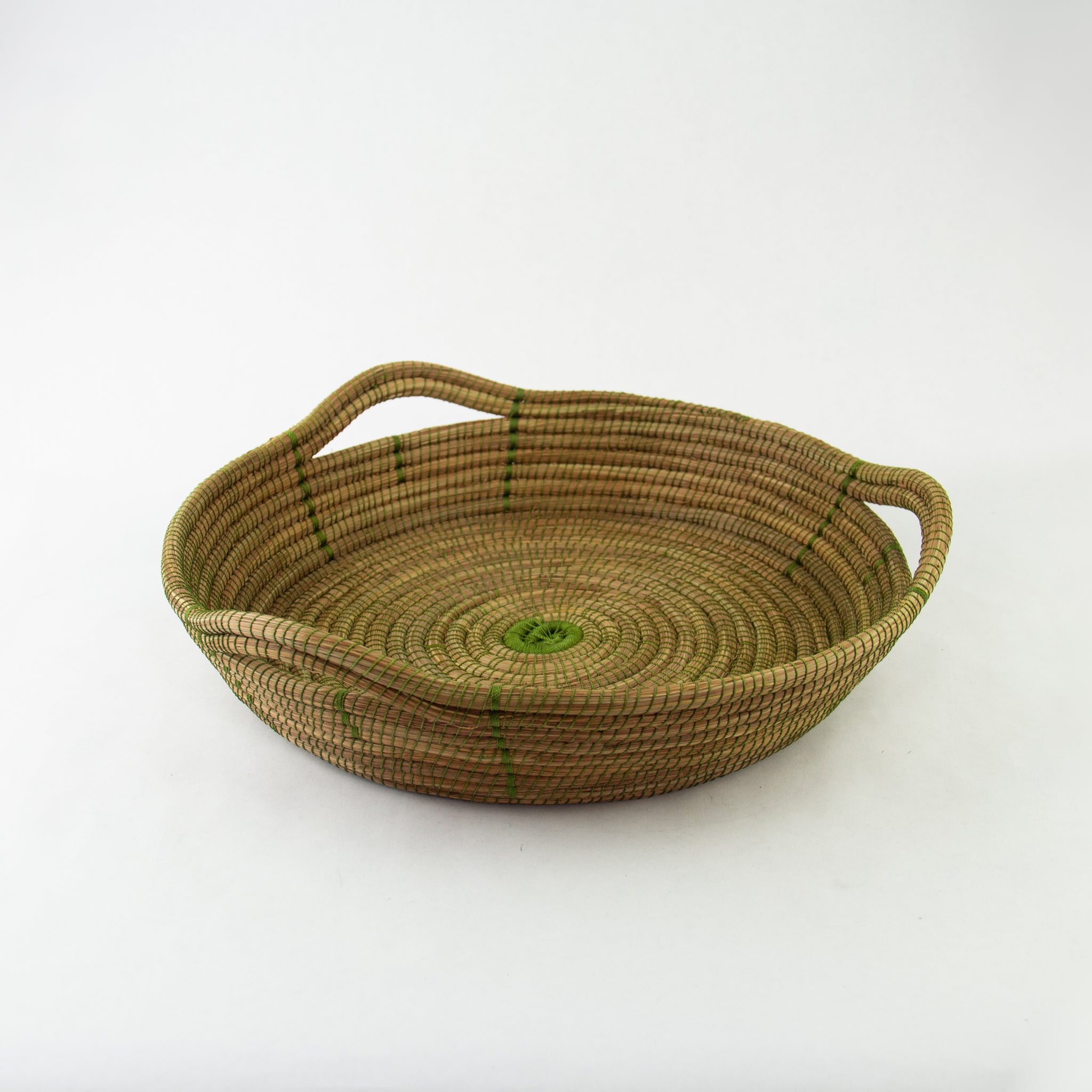 Pine Needle Basket, Olive Triangle