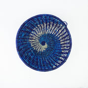 Grass-Woven Basket, Blue Spiral - FMSCMarketplace.org