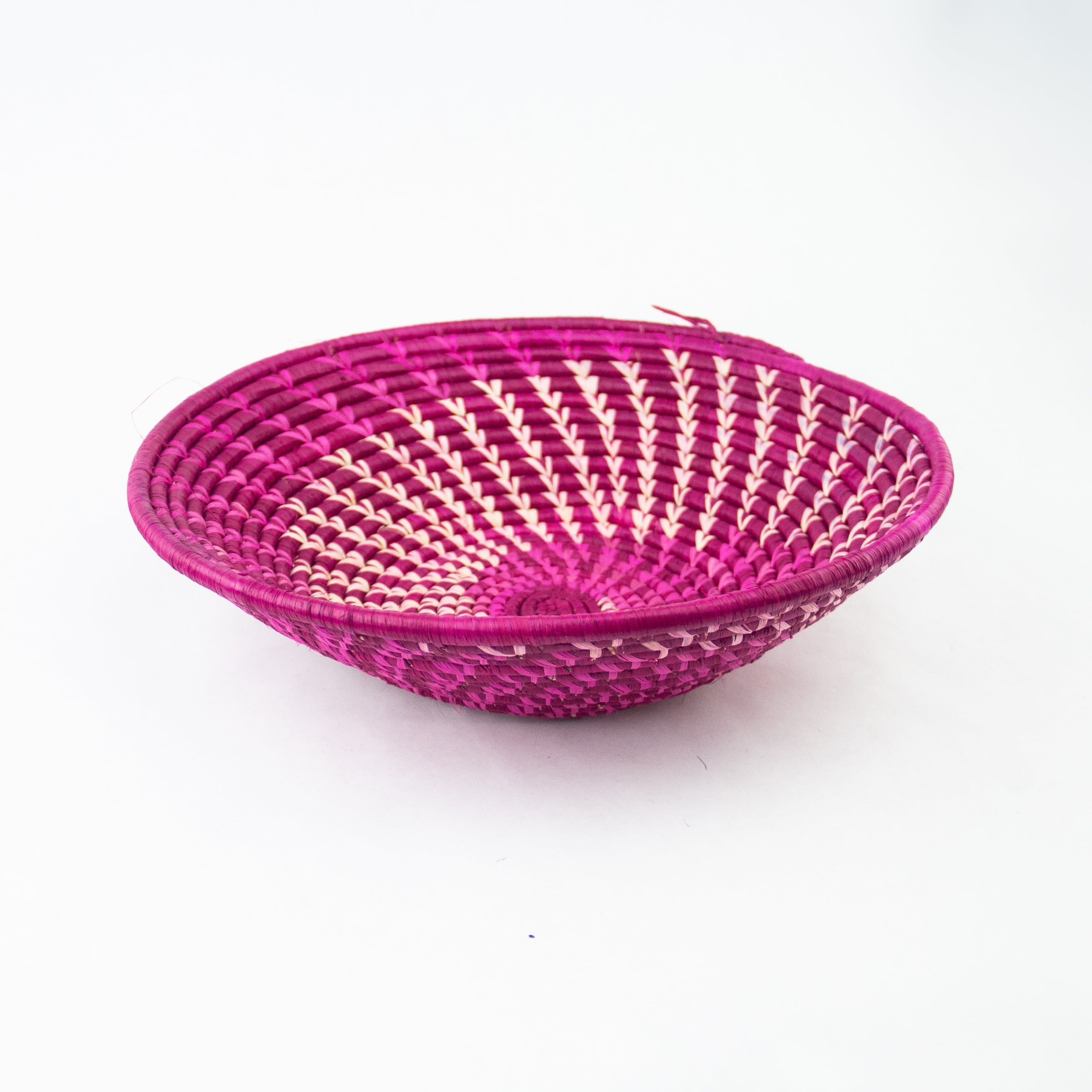 Grass-Woven Basket, Raspberry Spiral - FMSCMarketplace.org