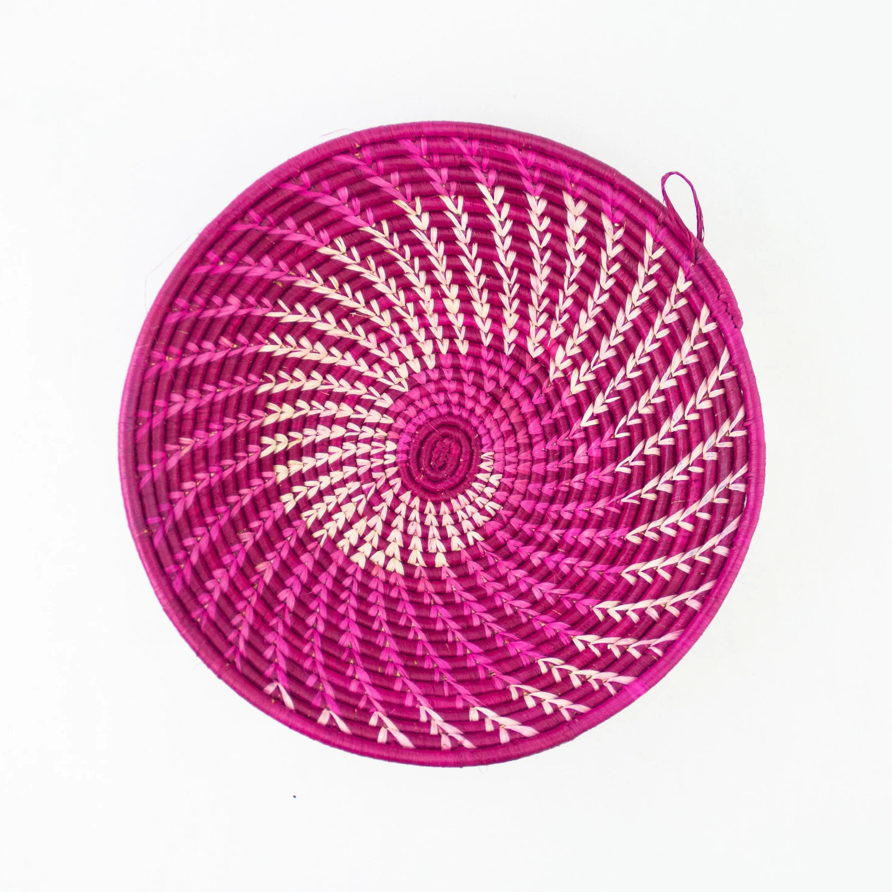 Grass-Woven Basket, Raspberry Spiral - FMSCMarketplace.org