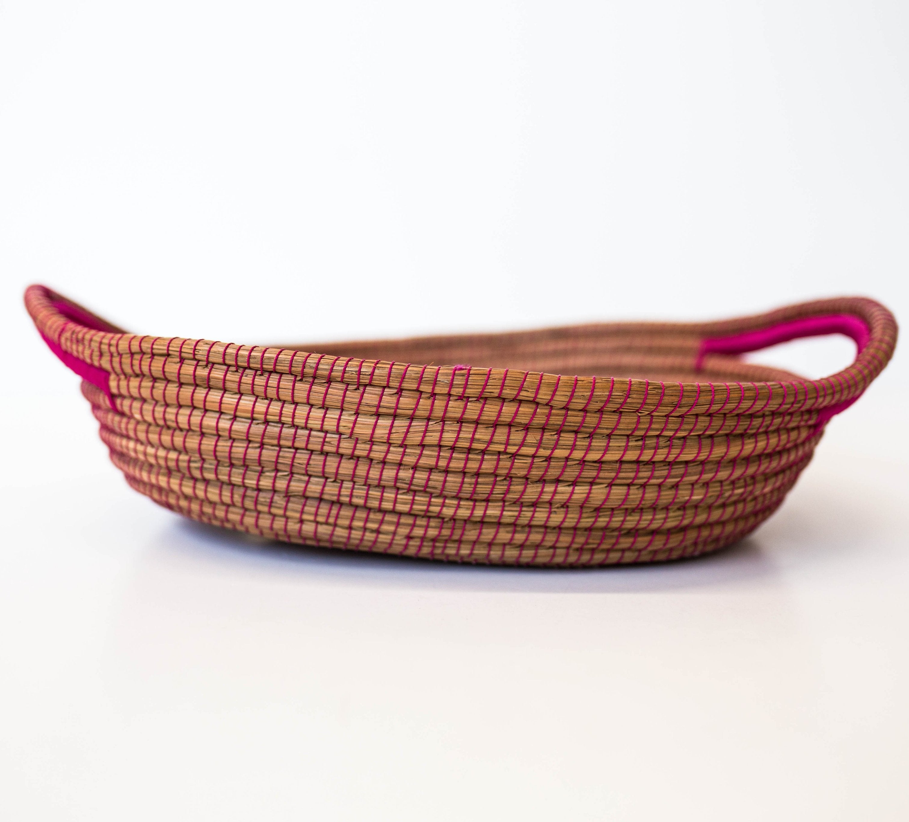 Pine Needle Basket, Fuschia Oval - FMSCMarketplace.org
