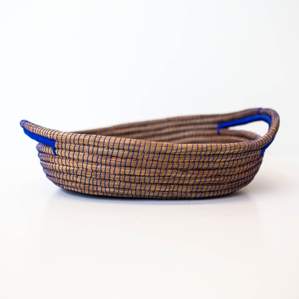 Pine Needle Basket, Blue Oval
