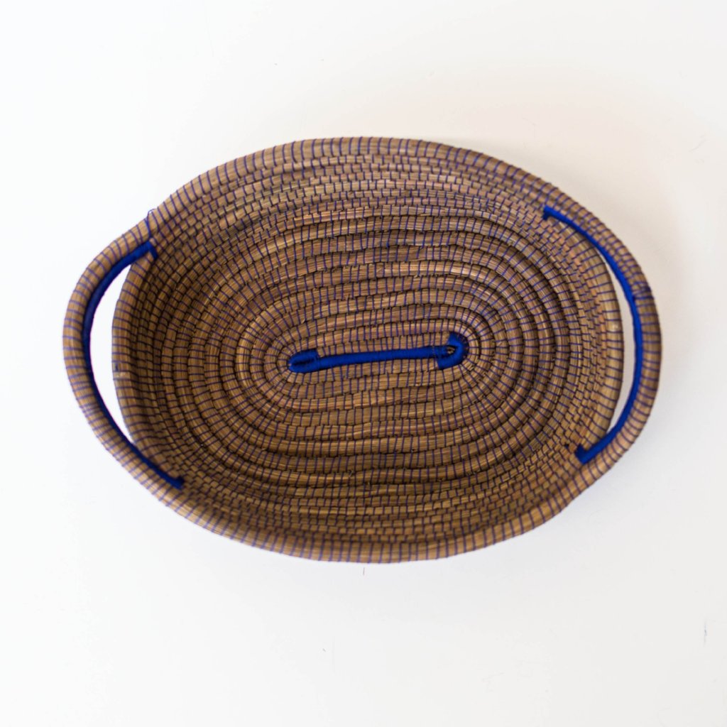 Pine Needle Basket, Blue Oval
