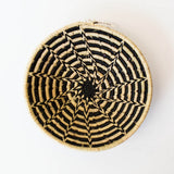 Grass-Woven Basket, Black & Natural Wheel Pattern
