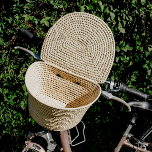 Rear wicker bike basket with lid sales