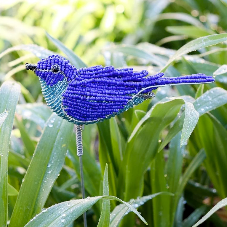 Beaded Bluebird Plant Stake - FMSCMarketplace.org
