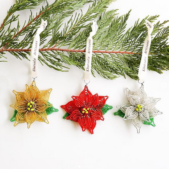 Beaded Poinsettia Ornament - FMSCMarketplace.org