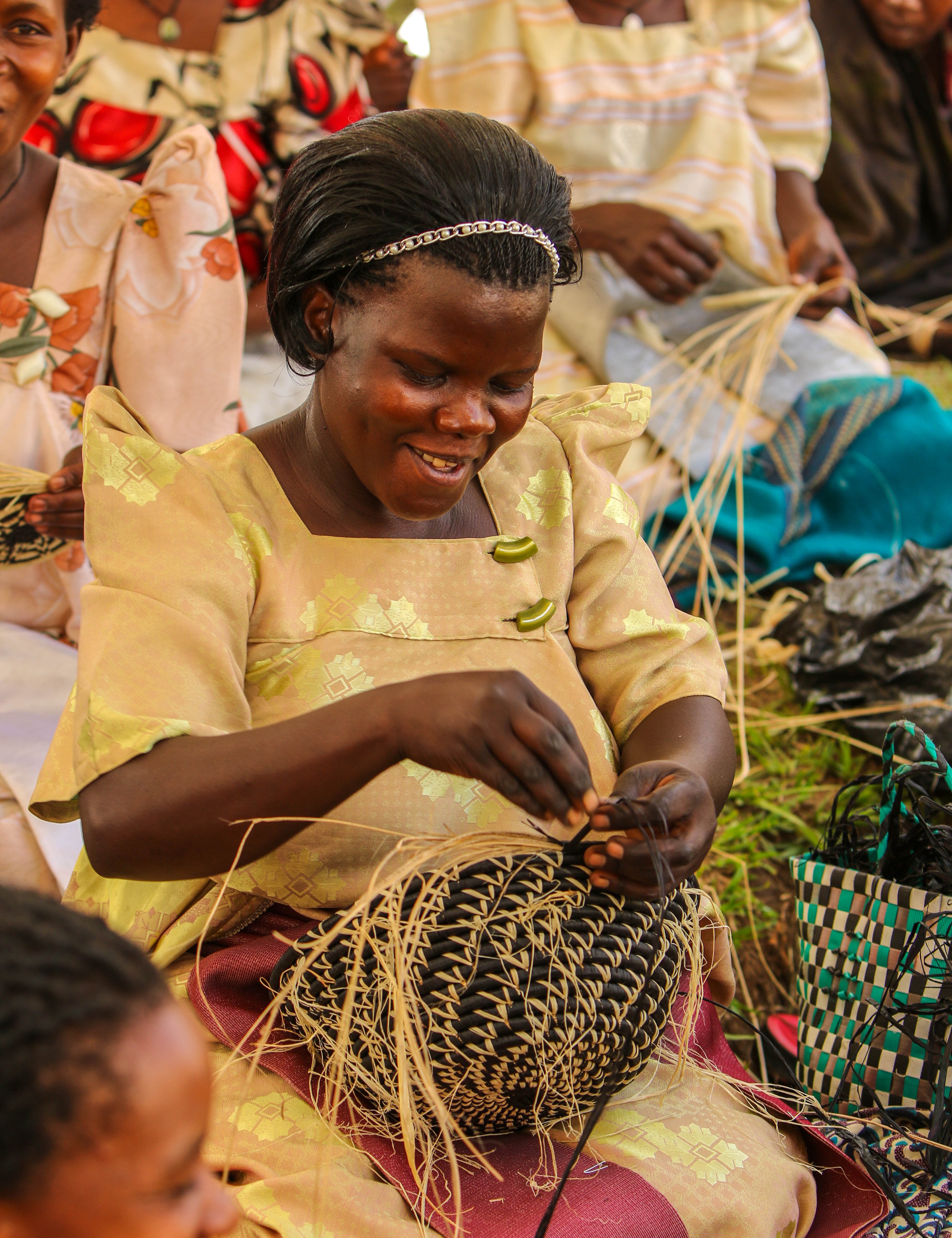 Grass-Woven Basket, Black Vine - FMSCMarketplace.org