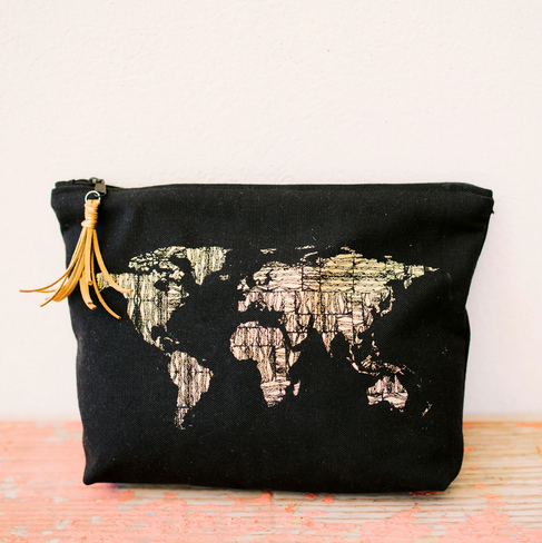 World Map Zipper bag