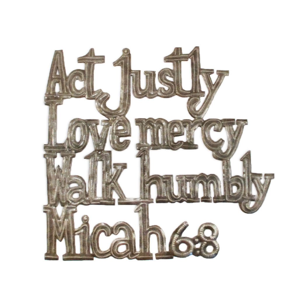 Micah 6:8 Act Justly Metal Art made by artisans in Haiti