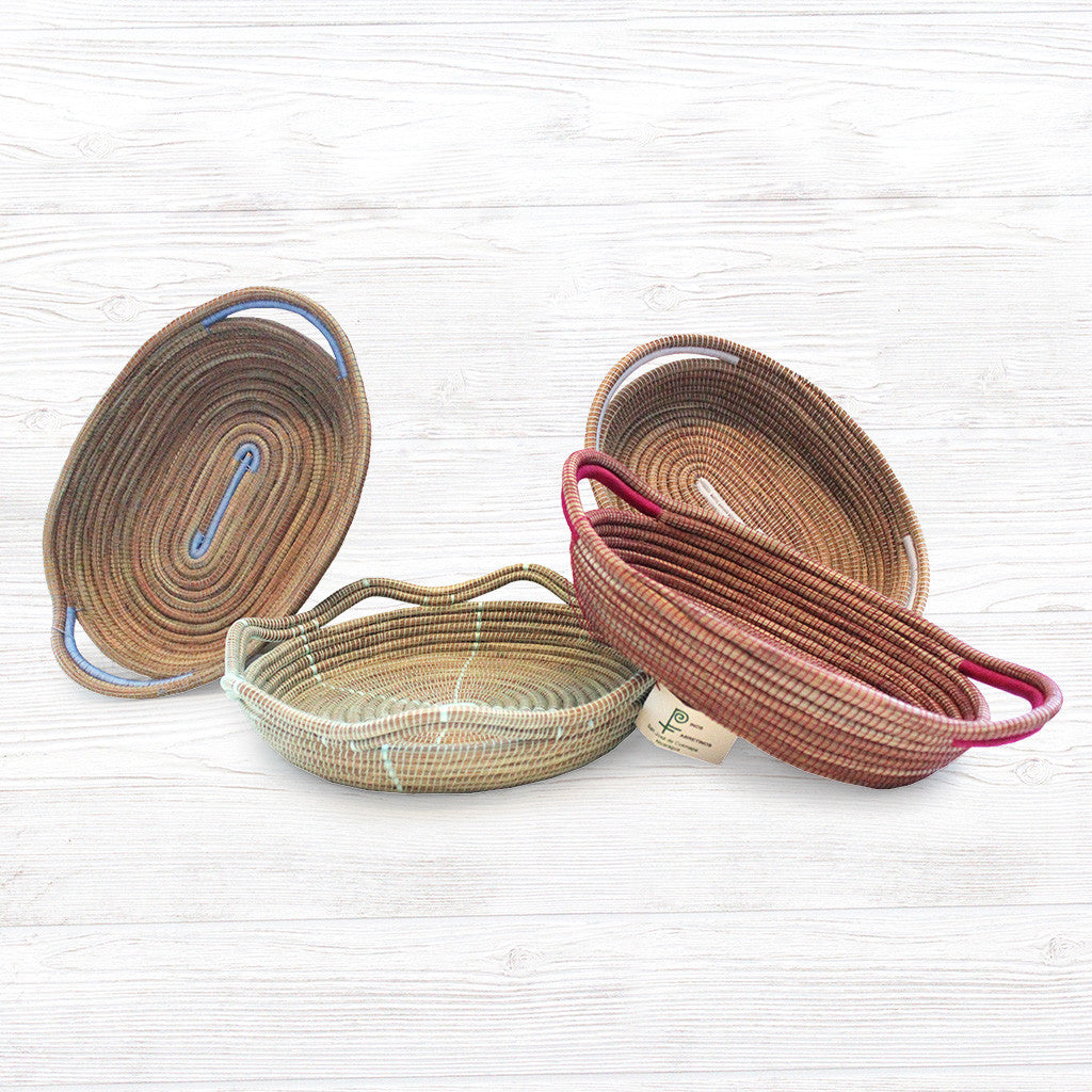 Pine Needle Basket, White Oval - FMSCMarketplace.org