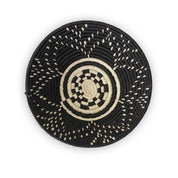 Grass-Woven Basket, Black & Natural Star Pattern - FMSCMarketplace.org
