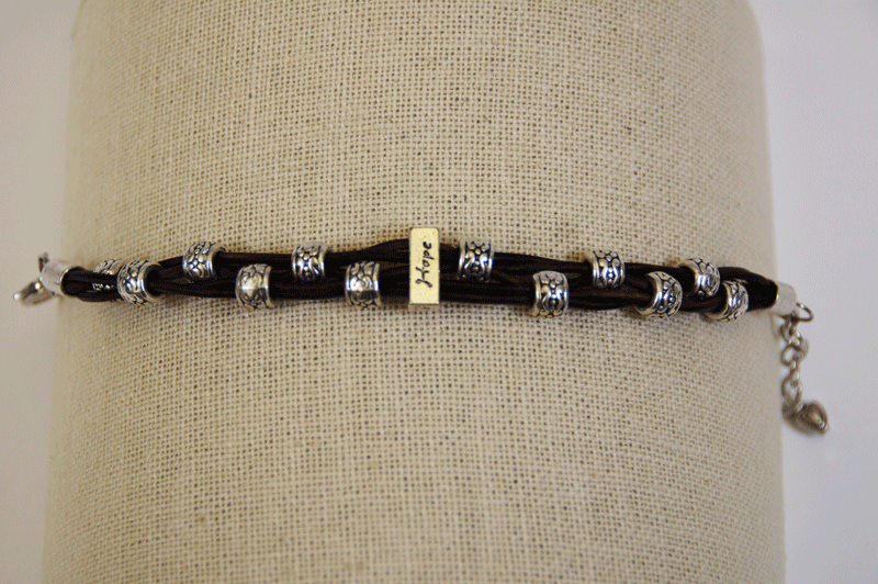 Braided leather hope bracelet