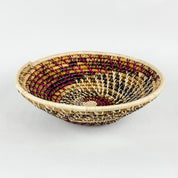 Grass-Woven Basket, Plum/Natural Spiral - FMSCMarketplace.org