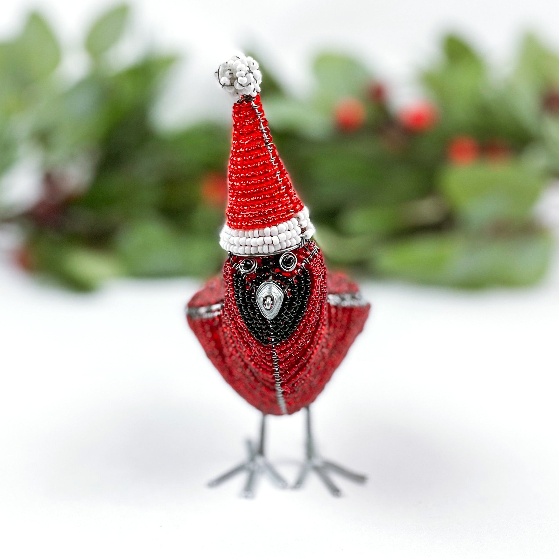 Beaded Cardinal with Straight Toque
